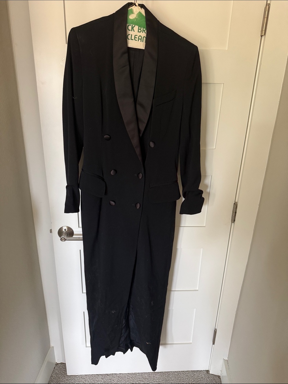 Womens Black Double-Breasted Tuxedo Blazer dress or coat.  Size m